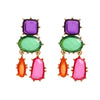 Wholesale Women's Alloy Geometric Colored Diamond Earrings With Electroplating