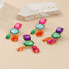 Wholesale Women's Alloy Geometric Colored Diamond Earrings With Electroplating
