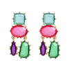 Wholesale Women's Alloy Geometric Colored Diamond Earrings With Electroplating