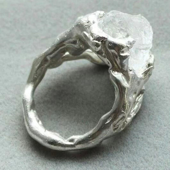 Wholesale Women's Alloy Geometric Crystal Ring With Diamond Design Exaggerated Hiphop Style Imitation Irregular Shape