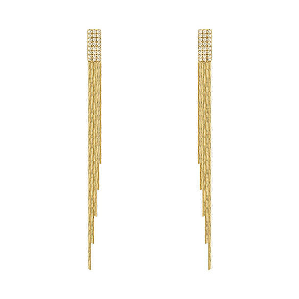 Wholesale Women's Alloy Geometric Diamond Long Tassel Earrings