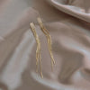 Wholesale Women's Alloy Geometric Diamond Long Tassel Earrings