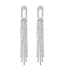 Wholesale Women's Alloy Geometric Electroplated Exaggerated Chain Tassel Rhinestone Earrings