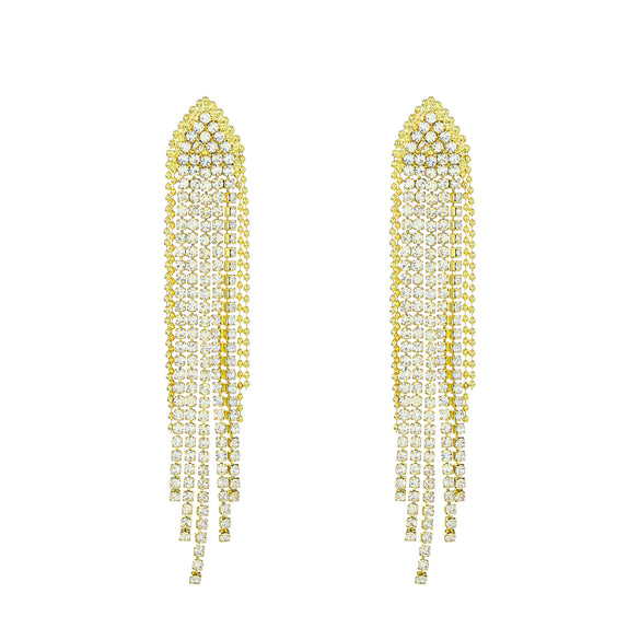 Wholesale Women's Alloy Geometric Electroplated Exaggerated Chain Tassel Rhinestone Earrings