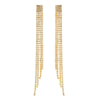 Wholesale Women's Alloy Geometric Electroplated Exaggerated Chain Tassel Rhinestone Earrings