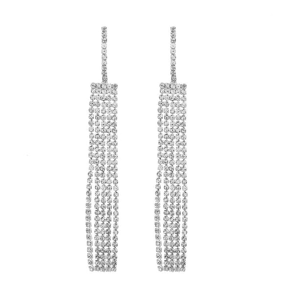 Wholesale Women's Alloy Geometric Electroplated Exaggerated Chain Tassel Rhinestone Earrings