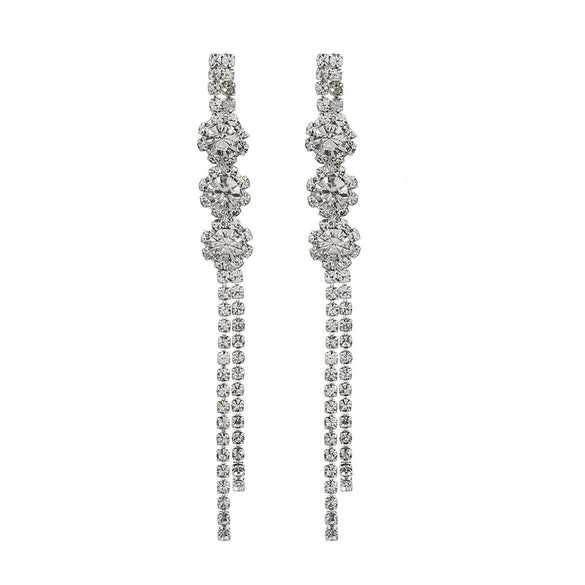 Wholesale Women's Alloy Geometric Electroplated Exaggerated Chain Tassel Rhinestone Earrings