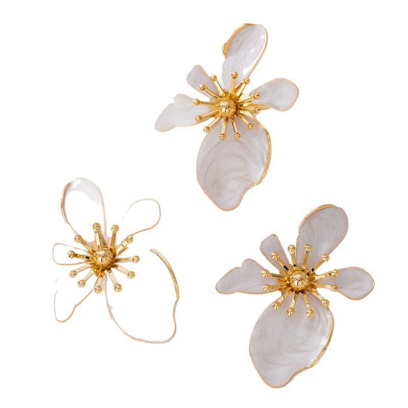 Wholesale Women's Alloy Geometric Enamel Flower Electroplated Jewelry Set Earrings And Ring