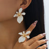 Wholesale Women's Alloy Geometric Enamel Flower Electroplated Jewelry Set Earrings And Ring