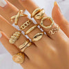Wholesale Women's Alloy Geometric Exaggerated Electroplated Irregular Water Drop Ring Set