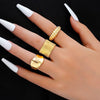 Wholesale Women's Alloy Geometric Exaggerated Electroplated Irregular Water Drop Ring Set