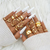 Wholesale Women's Alloy Geometric Exaggerated Electroplated Irregular Water Drop Ring Set