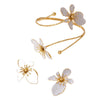 Wholesale Women's Alloy Geometric Flower Electroplated Arm Bracelet And Earring Set