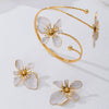 Wholesale Women's Alloy Geometric Flower Electroplated Arm Bracelet And Earring Set