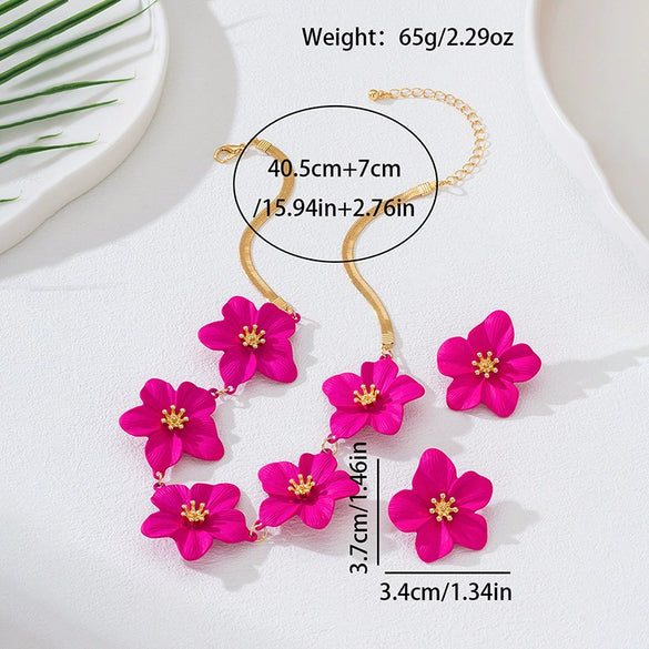 Wholesale Women's Alloy Geometric Flower Spraypainted Electroplated Jewelry Set Accessories