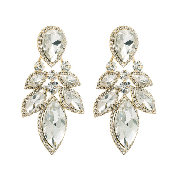 Wholesale Women's Alloy Geometric Glass Diamond Earrings Super Flash Fashion Highend Party Style