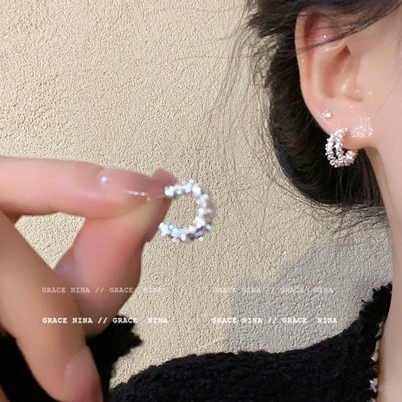 Wholesale Women's Alloy Geometric Hoop Earrings With 925 Silver Needle And Electroplating