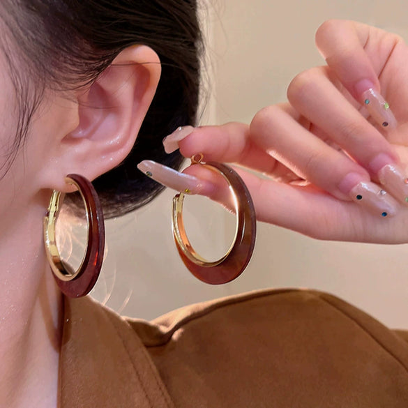 Wholesale Women's Alloy Geometric Hoop Earrings With 925 Silver Needle And Electroplating