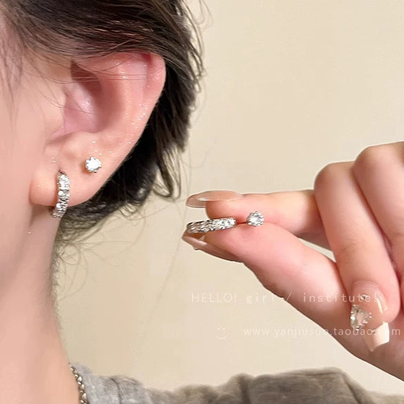 Wholesale Women's Alloy Geometric Hoop Earrings With 925 Silver Needle And Electroplating