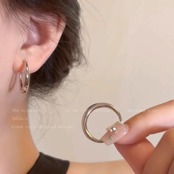 Wholesale Women's Alloy Geometric Hoop Earrings With 925 Silver Needle And Electroplating