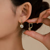 Wholesale Women's Alloy Geometric Inlaid Zircon Electroplated Elegant Ear Buckle Earrings