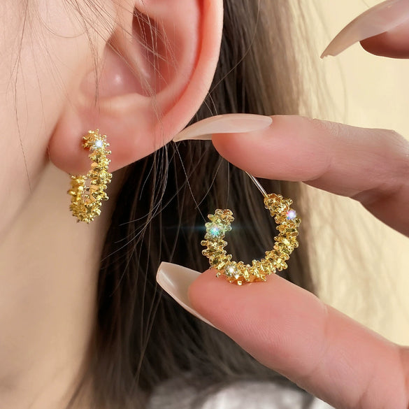 Wholesale Women's Alloy Geometric Irregular C Word Earrings With Electroplating Design