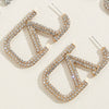 Wholesale Women's Alloy Geometric Letter V Inlaid Rhinestone Stud Earrings