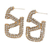 Wholesale Women's Alloy Geometric Letter V Inlaid Rhinestone Stud Earrings