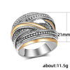 Wholesale Women's Alloy Geometric Lines Interwoven Winding Two Color Ring Jewelry