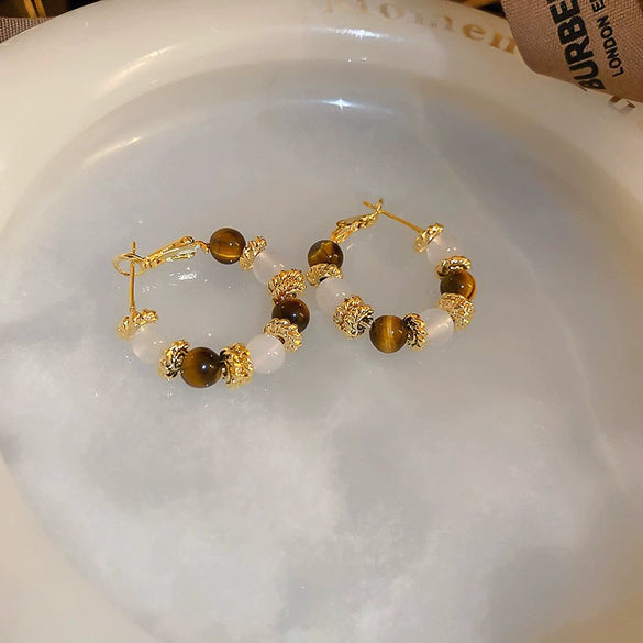 Wholesale Women's Alloy Geometric Maillard Style Earrings With Silver Needle And Electroplating