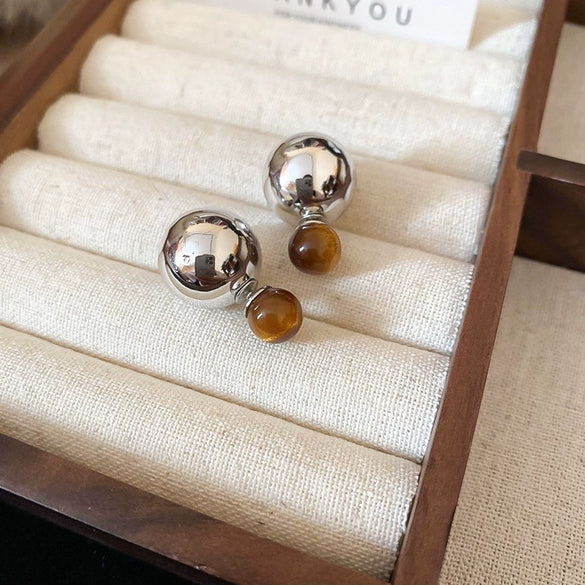 Wholesale Women's Alloy Geometric Maillard Style Earrings With Silver Needle And Electroplating