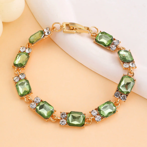 Wholesale Women's Alloy Geometric Multicolor Crystal Zircon Bracelet Set With Gemstones
