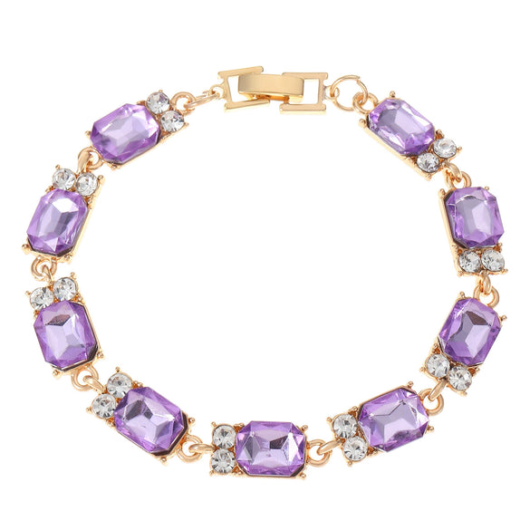 Wholesale Women's Alloy Geometric Multicolor Crystal Zircon Bracelet Set With Gemstones