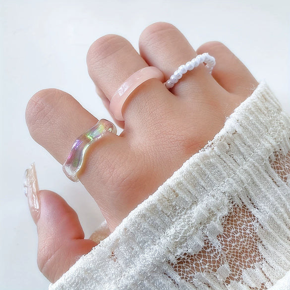 Wholesale Women's Alloy Geometric Multipiece Ring Set With Electroplating Design