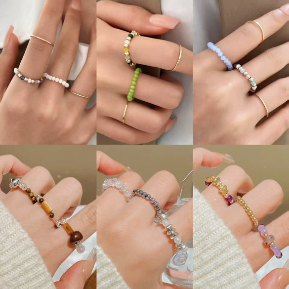 Wholesale Women's Alloy Geometric Multipiece Ring Set With Electroplating Design