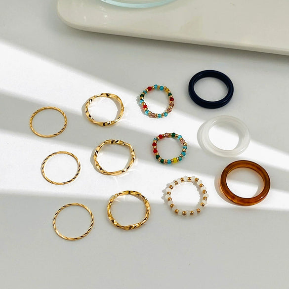 Wholesale Women's Alloy Geometric Multipiece Ring Set With Electroplating Design