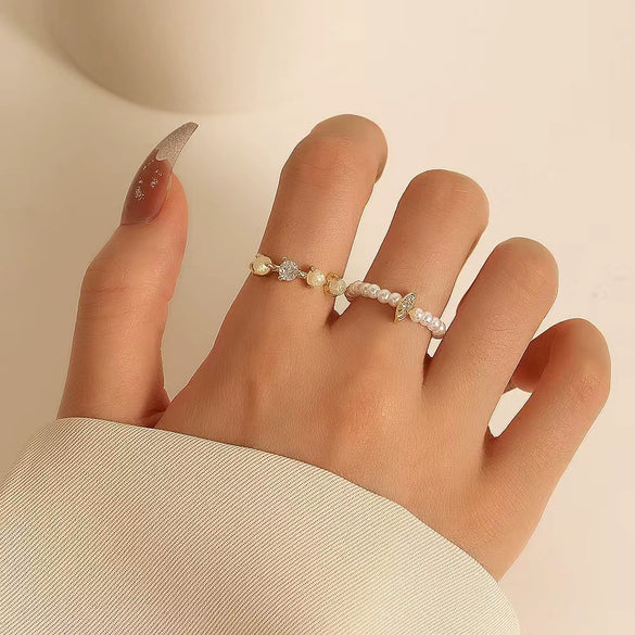 Wholesale Women's Alloy Geometric Multipiece Ring Set With Electroplating Design