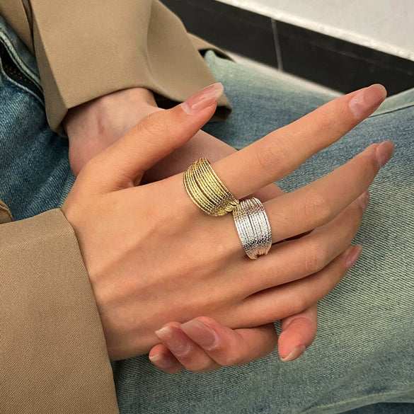Wholesale Women's Alloy Geometric Open Ring With Electroplating Light Luxury Multilayer Design