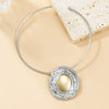 Wholesale Women's Alloy Geometric Oval Pendant Necklace With Snake Bone Chain And Electroplating Treatment