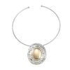 Wholesale Women's Alloy Geometric Oval Pendant Necklace With Snake Bone Chain And Electroplating Treatment