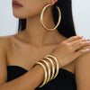 Wholesale Women's Alloy Geometric Plants Flowers Style Electroplated Jewelry Set With Bracelet And Hoop Earrings
