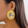 Wholesale Women's Alloy Geometric Pleated Bright Round Electroplated Earrings