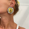 Wholesale Women's Alloy Geometric Pleated Bright Round Electroplated Earrings