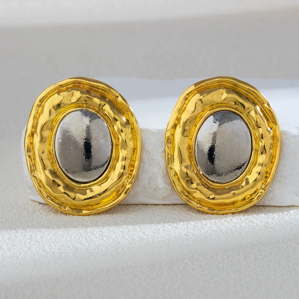 Wholesale Women's Alloy Geometric Pleated Bright Round Electroplated Earrings