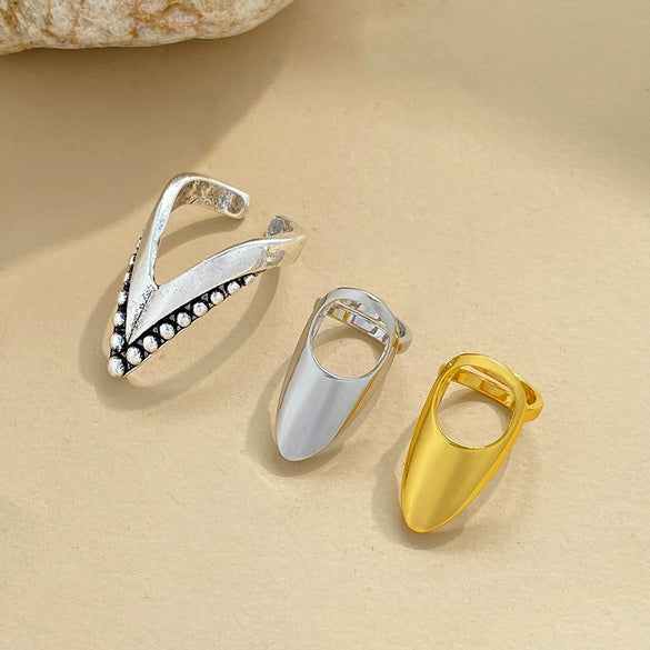 Wholesale Women's Alloy Geometric Pointed Nail Ring Set Jewelry With Electroplating And Ins Style