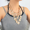 Wholesale Women's Alloy Geometric Round Pendant Necklace With Diamond Design And Snake Bone Chain Retro Cold Style