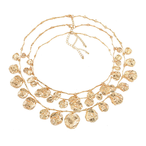 Wholesale Women's Alloy Geometric Round Pendant Necklace With Diamond Design And Snake Bone Chain Retro Cold Style