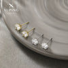 Wholesale Women's Alloy Geometric Sixclaw Inlaid Zircon Earrings With Electroplating And Minimalist Design