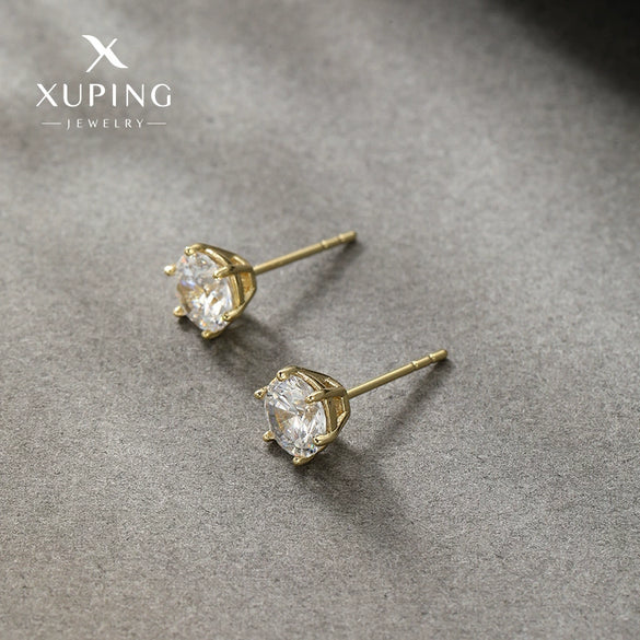 Wholesale Women's Alloy Geometric Sixclaw Inlaid Zircon Earrings With Electroplating And Minimalist Design