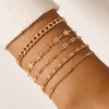 Wholesale Women's Alloy Geometric Star Chain Five Layer Electroplated Simple Back Word Bracelet Set